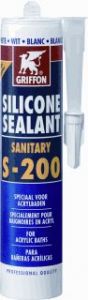Griffon Silicone Sealant Sanitary S-200 kit, white, 300ml