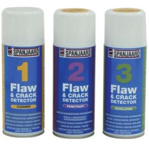 Flaw and Crackdetector system (Cleaner, Penetrant, Developer), 3 aerosols